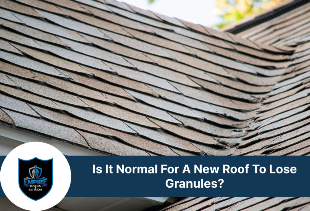 Close-up of new roof shingles showing granule loss in sunlight